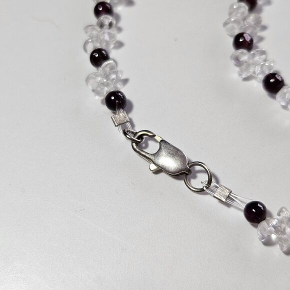 ***Final Sale*** Quartz And Garnet Beaded Bracelet With Silver Clasp - Picture 7 of 10